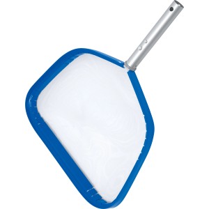 Bestway AquaScoop Deluxe Poolkescher mit blauem Rahmen und silberfarbenem Griff.