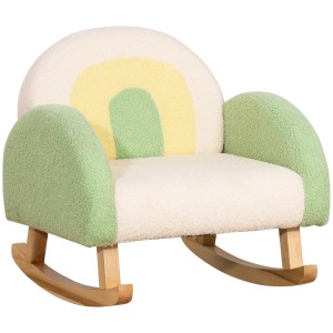 HOMCOM Kindersofa/Babysitz mit Lammfellimitat, Eukalyptusholz, Regenbogen Design.