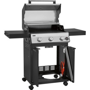 Jamestown Kane 3-Brenner Gasgrill mit Ablagetischen und Unterschrank.