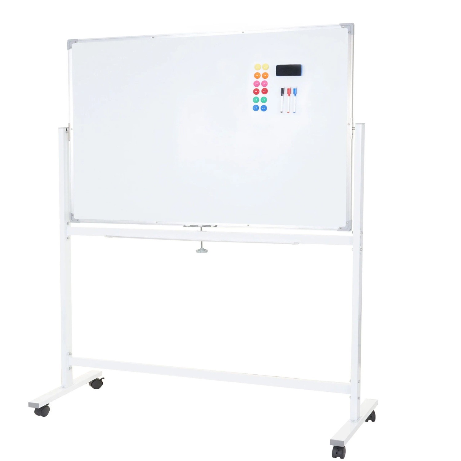 Proregal Whiteboard HxBxT 181x130x50 cm Mobil Rollbar Inkl. Zubehör Magnettafel Memoboard Pinnwand