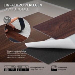 Selbstklebender Vinylboden in Rot-Braun Nuss Optik: Einfache Verlegung des PVC Bodenbelags.