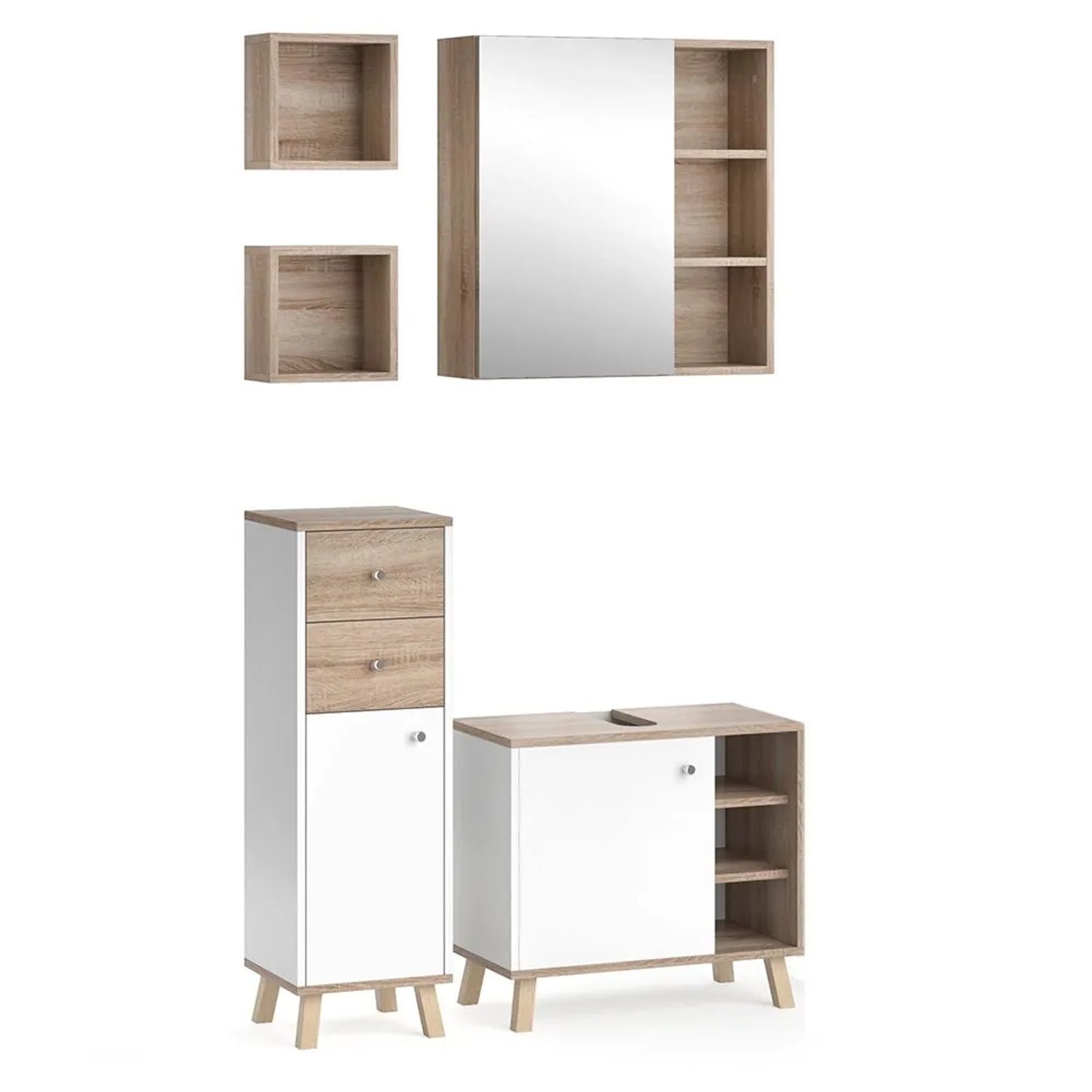 Vicco Badmöbel-Set Senyo Weiß 60 x 54 5-teilig