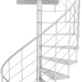 Weiße Minka Spindeltreppe Milano, Ø120 cm, für Geschosshöhen bis 300 cm. Innentreppe mit Metallstufen und Geländer.
