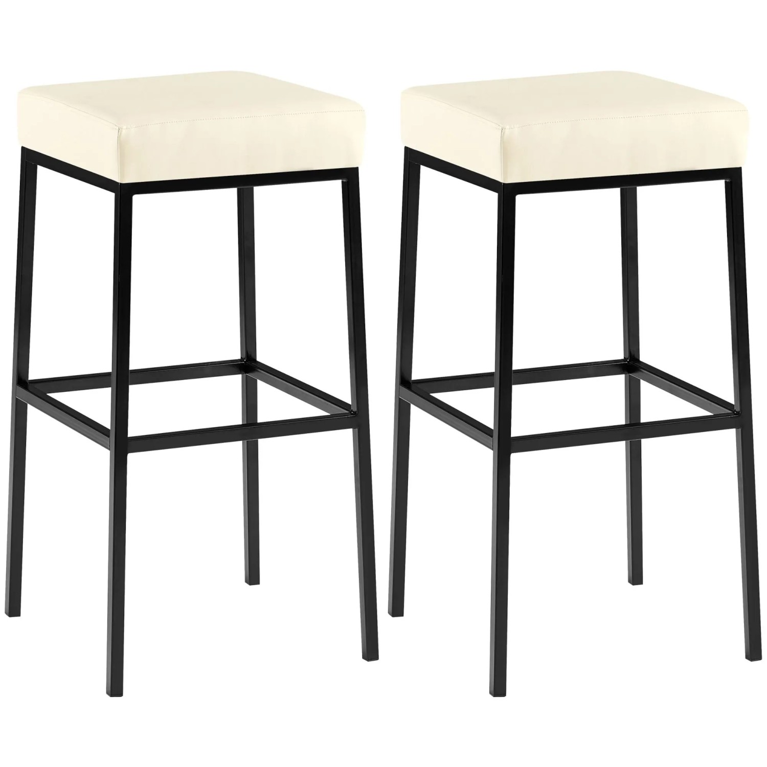 CLP 2er Set Barhocker Montreal Kunstlederbezug Creme/Schwarz