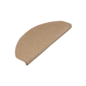 Halbrunde, hellbraune KARAT Velours Stufenmatte Dynasty für Treppen.