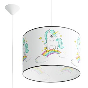 Sollux Lighting Hängeleuchte Unicorn 40 mit Einhorn, Regenbogen, Sternen und Wolken für Kinderzimmer.