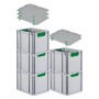PROREGAL Spar Set: 5 Euroboxen mit Deckel, grünem Griff. Aufbewahrungsboxen für Industrie und Gewerbe.