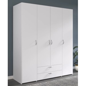 Parisot Kleiderschrank in Weiß Drehtürenschrank 4-Türig 160 x 185 cm Enjour