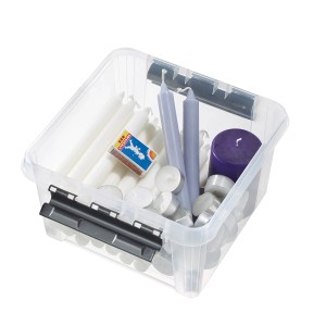 Transparente SmartStore Aufbewahrungsbox Classic 7 l mit Inhalt, ideal zur Aufbewahrung und Organisation.