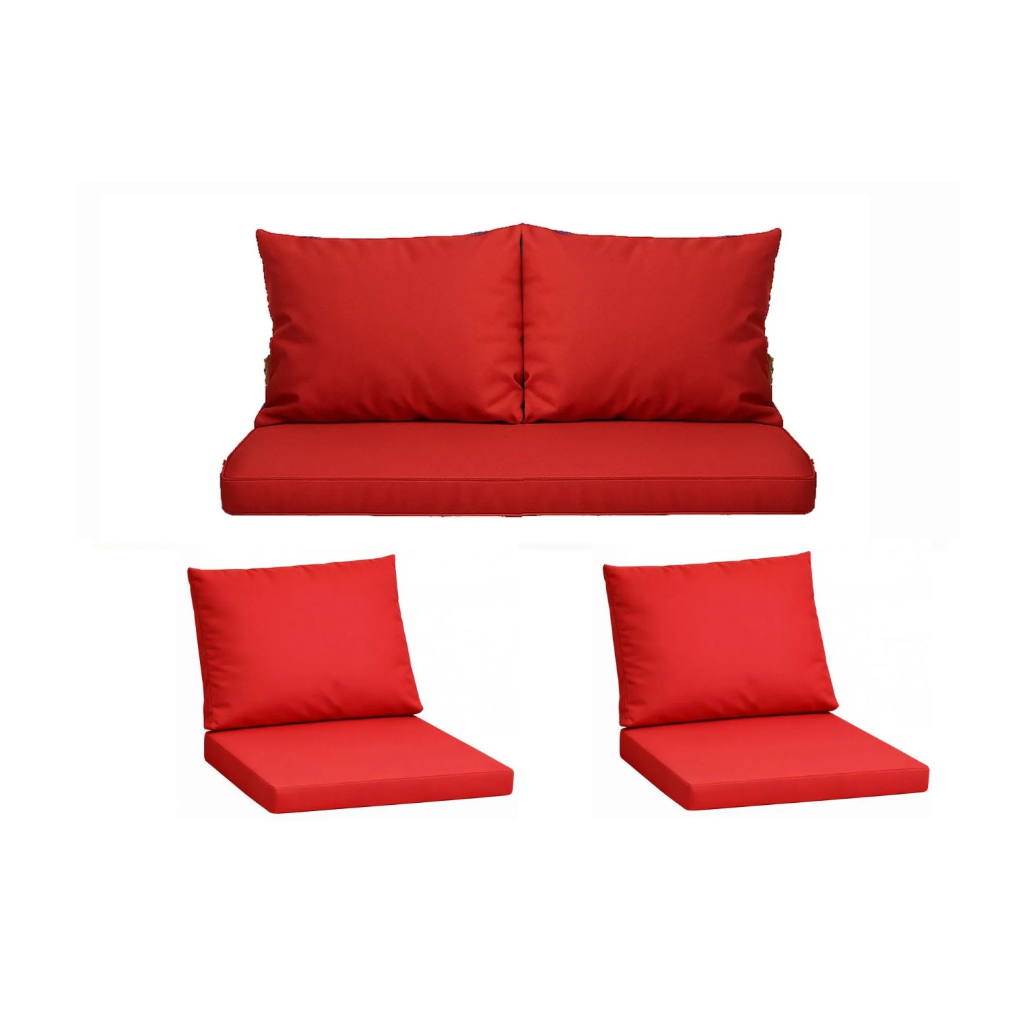 Setgarden Komfort Set Gartenloungekissen aus Technorattan-Möbel Kissen für Sofa 130x50 cm + Sessel 1tlg Rot