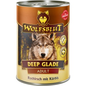 Wolfsblut Deep Glade Adult Hundenassfutter mit Rothirsch und Kürbis, 395g Dose.