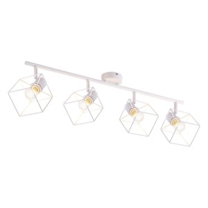 Weißer NETTLIFE Deckenstrahler aus Metall mit 4 schwenkbaren E14 Spots und geometrischen Mesh-Schirmen.