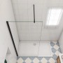 AICA Walk In Duschkabine mit schwarzem Rahmen, 60x200cm, 10mm ESG Glas.
