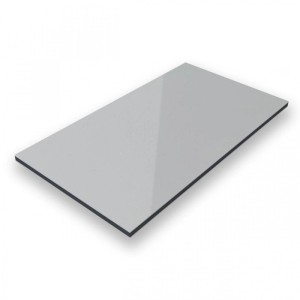 Graue Aluverbundplatte (RAL 7042), 75x300 cm, 3 mm stark, für Innen- und Außenanwendungen.
