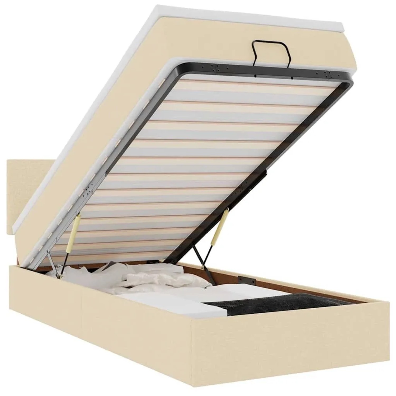 vidaXL Ottoman-Bett mit Matratze & LEDs Creme 80x200 cm Stoff 3312185