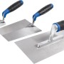 LUX Kellenset, 3-teilig: Maurerkellen-Set mit Softgriffen aus Stahl für Maurer-, Fliesenleger- & Verlegearbeiten.