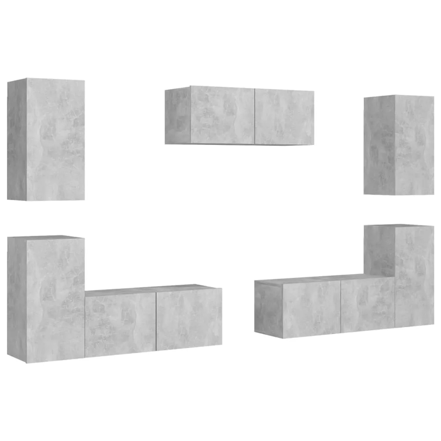 vidaXL 7-Tlg TV-Schrank-Set Betongrau Holzwerkstoff 3079092