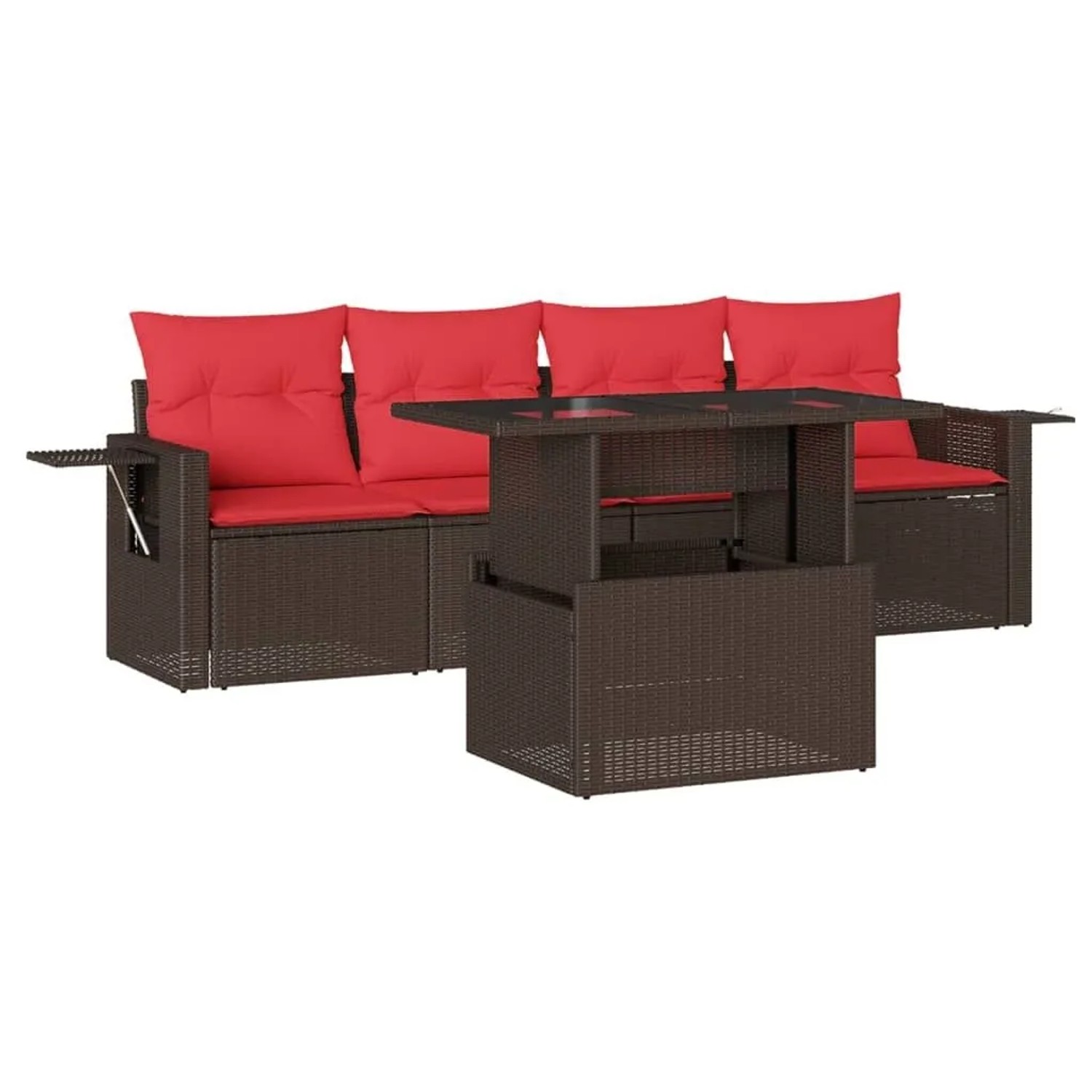 vidaXL 5-Tlg Gartensofa-Set mit Kissen Braun Polyrattan 3267734 günstig online kaufen