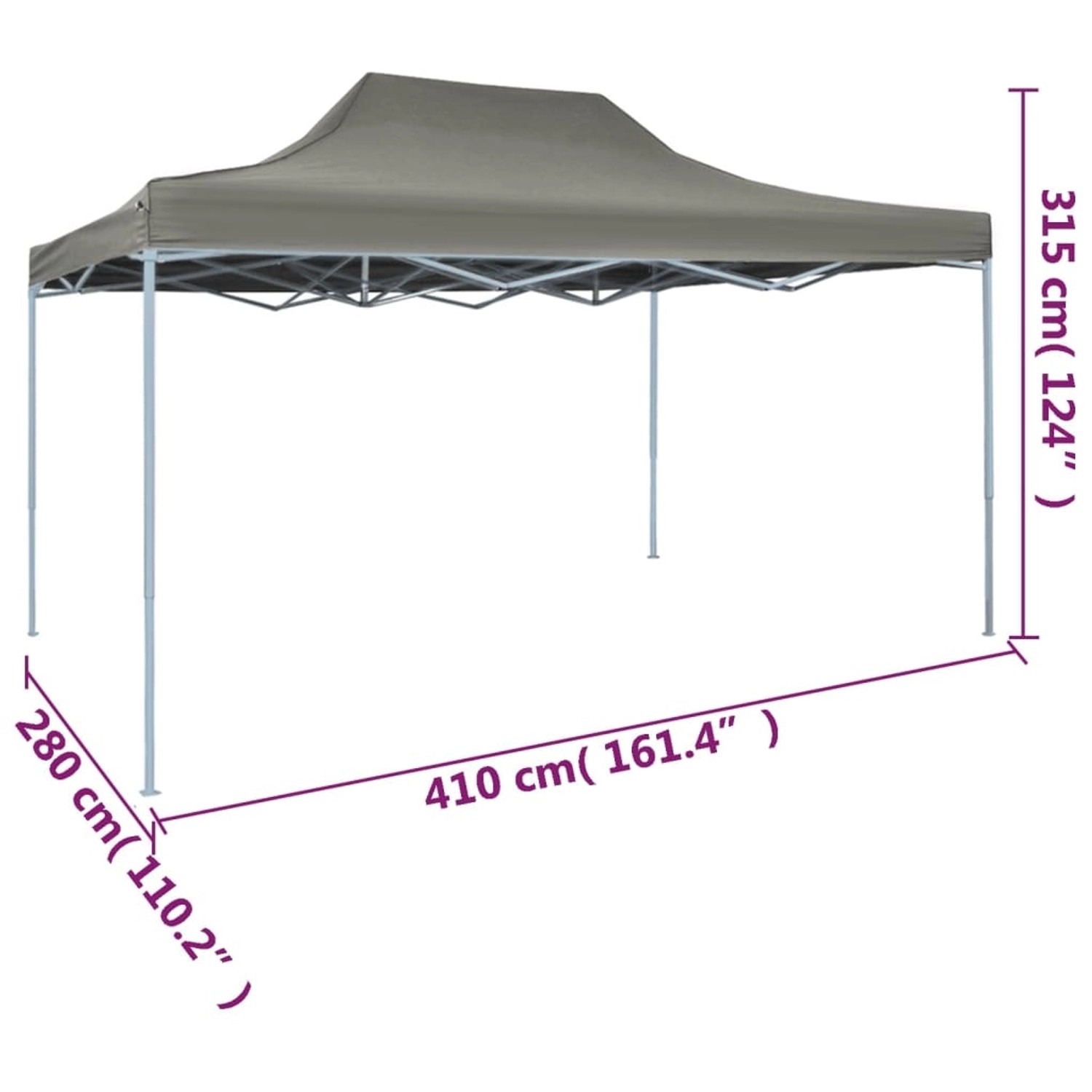 Anthrazitfarbenes vidaXL Falt-Partyzelts 3x4 m aus Stahl, ideal für Outdoor-Events.