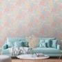 AS-Creation Vliestapete Floral, weiß-blau mit Blumenmuster und leichter Struktur.