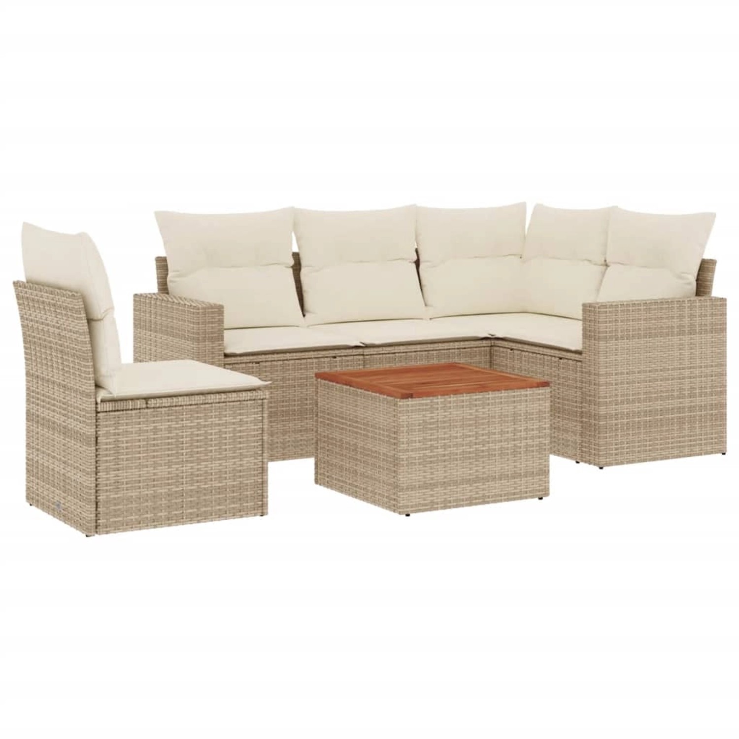 vidaXL 6-Tlg Garten-Sofagarnitur mit Kissen Beige Poly Rattan 3256457 günstig online kaufen