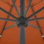 Detailaufnahme: Schneider Marktschirm Adria, Ø 350 cm, Terracotta, Kurbelmechanik, Blick von unten.