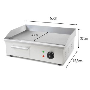 VERTES Elektro Grillplatte 3000 W Plancha Edelstahl Glatt 55 x 35 cm 50 bis 300 °C