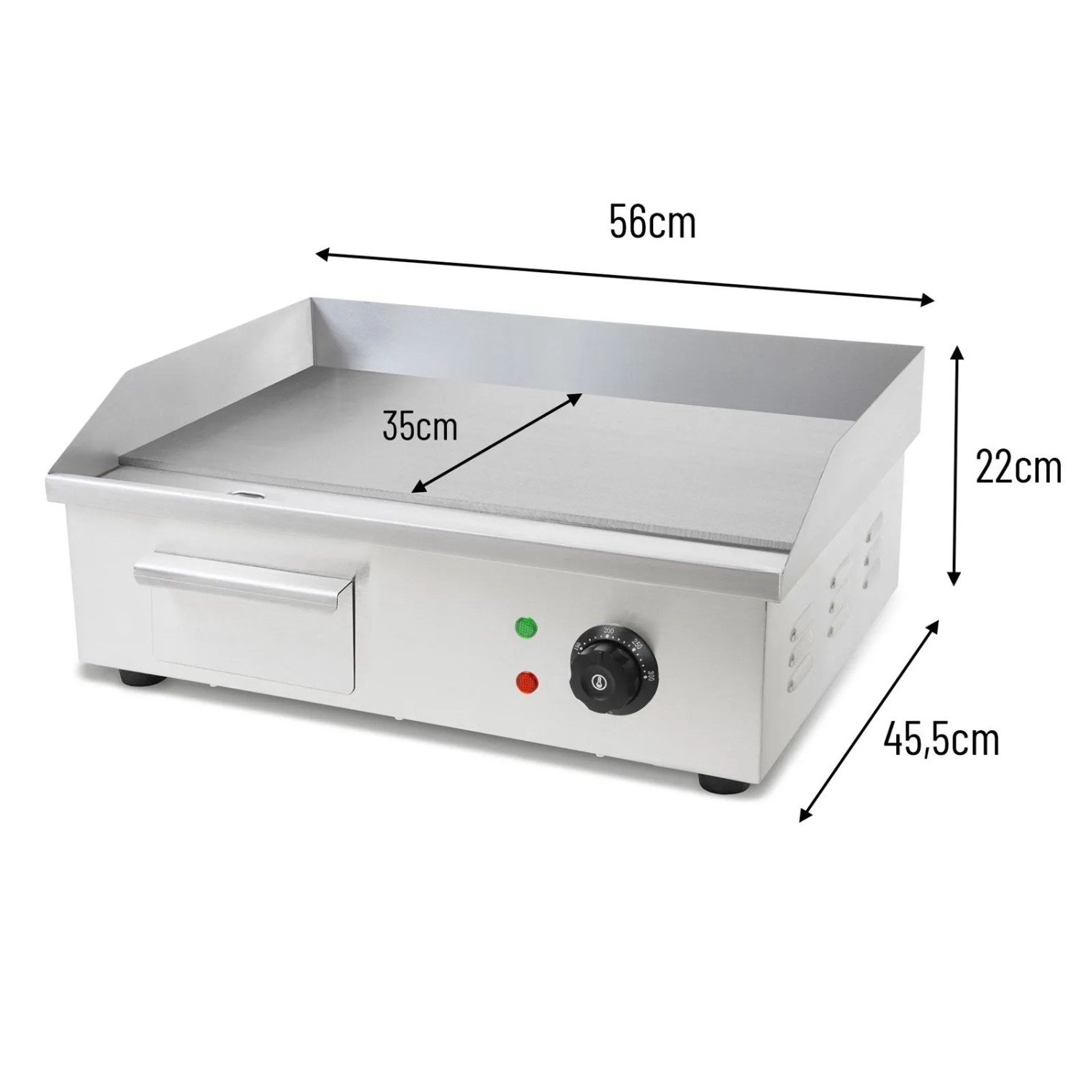 VERTES Elektro Grillplatte 3000 W Plancha Edelstahl Glatt 55 x 35 cm 50 bis 300 °C_2