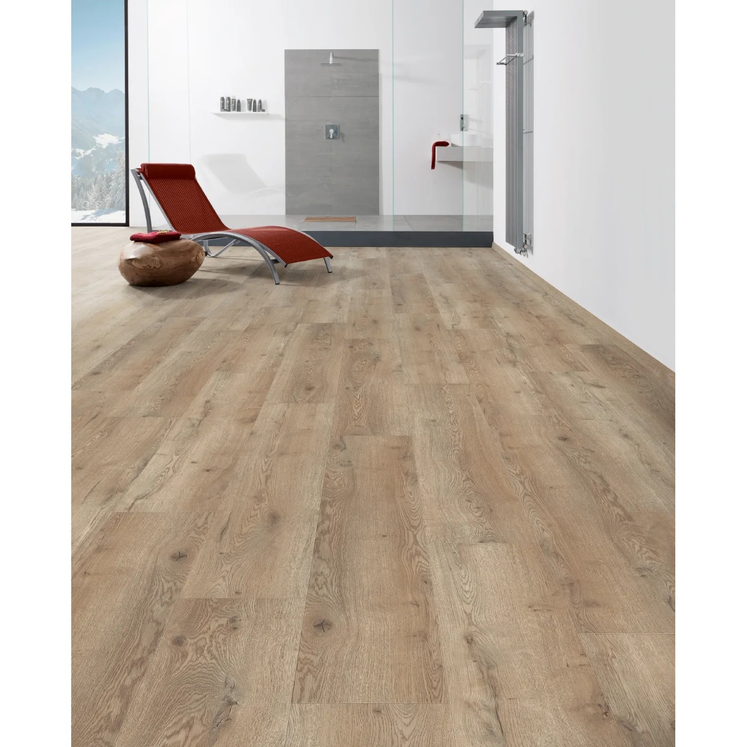 Living by Haro Designboden HydroStar Eiche Palermo Landhausdiele im Badezimmer.