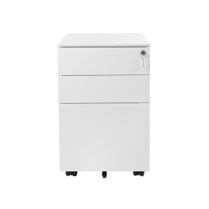 Weißer Songmics Rollcontainer mit 3 Schubladen, 52x39x60 cm, abschließbar.