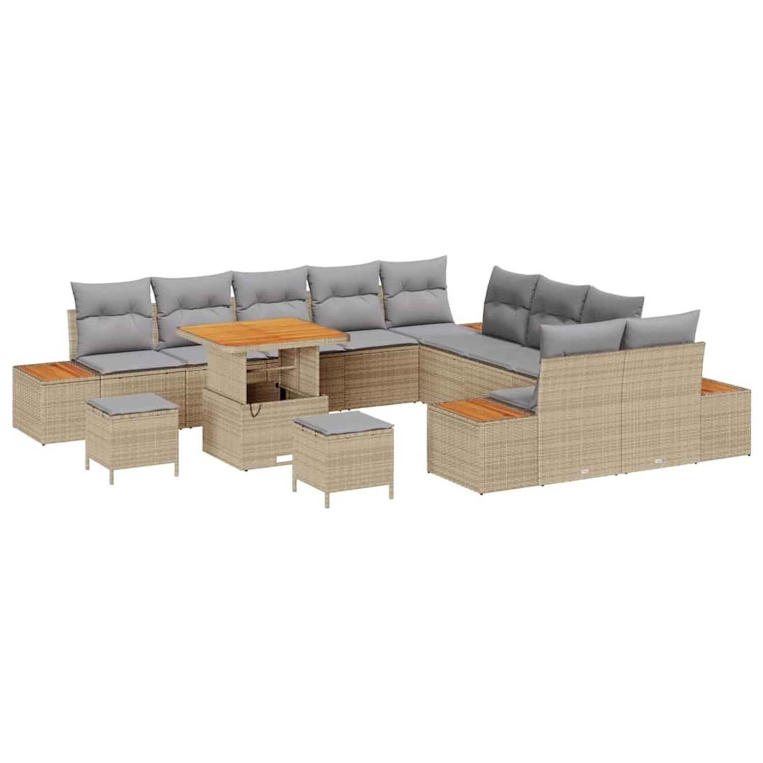 vidaXL Garten-Sofa-Set mit Kissen 13-Tlg Beige Poly Rattan 3362972 günstig online kaufen