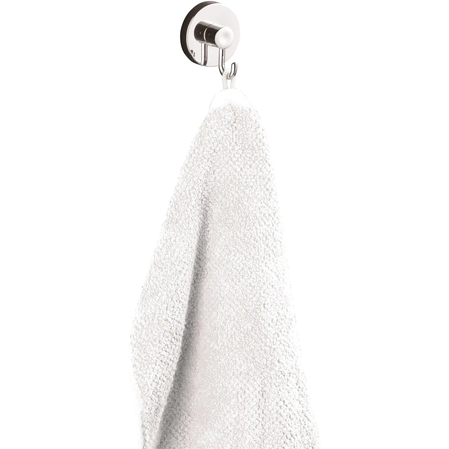 Wenko Vacuum-Loc Hakenset, 2 Chrom Haken mit Handtuch. Handtuchhalter für Bad.