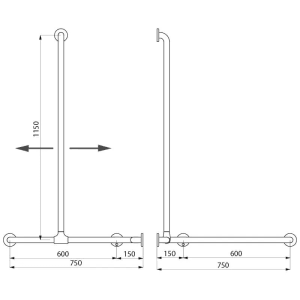 Delabie DUHA + Brausehandlauf vertikal verschiebbar Ø 32 mm Nylon weiß