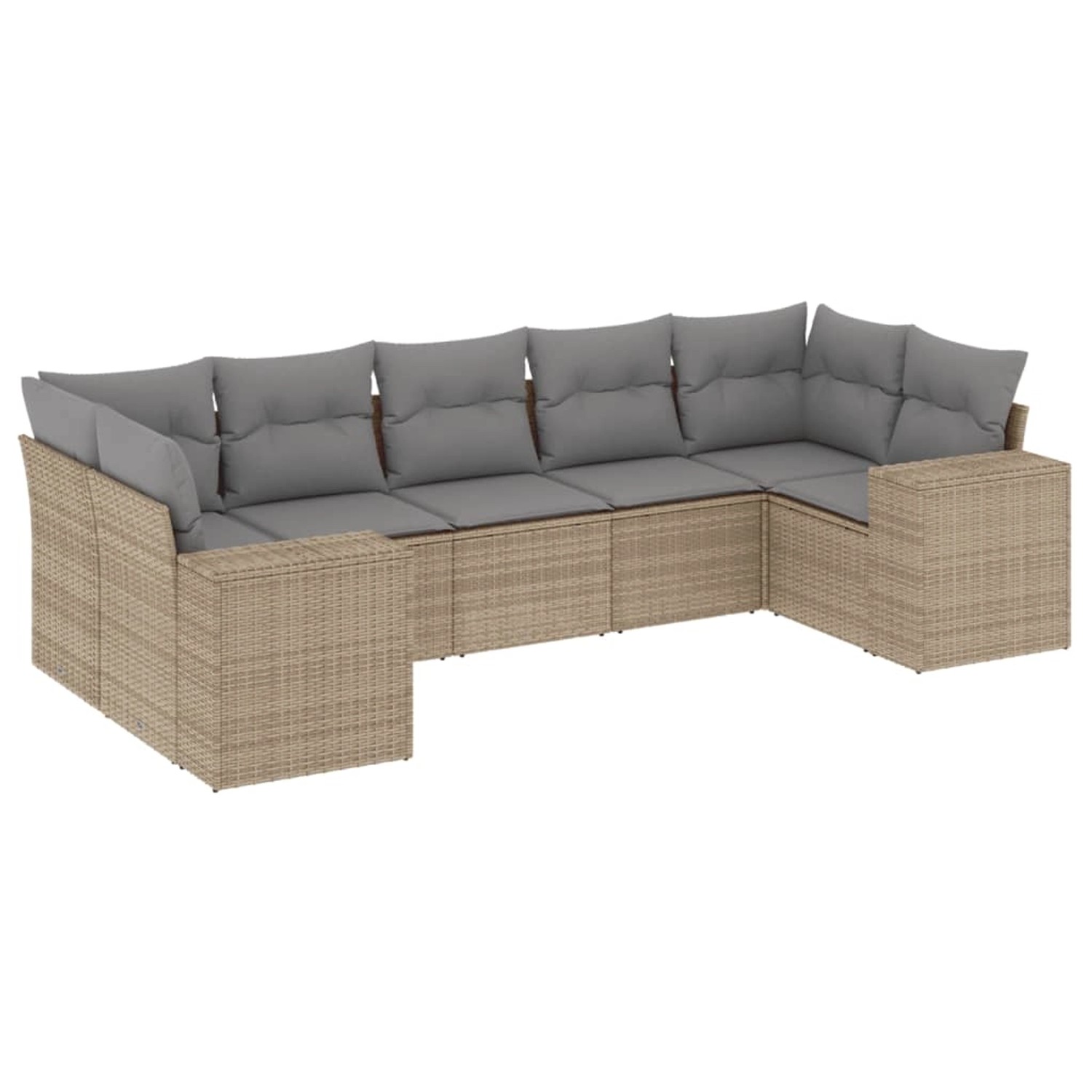vidaXL 7-Tlg Garten-Sofagarnitur mit Kissen Beige Poly Rattan 3222988 günstig online kaufen