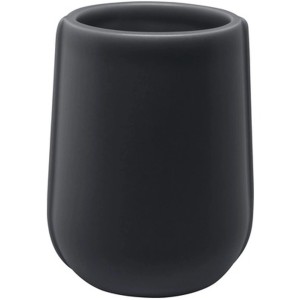 Anthrazitfarbener Zahnputzbecher Sense von Spirella Elements aus Keramik.