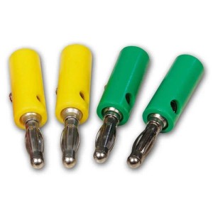 McPower Bananenstecker-Set, 8-teilig, 4 Farben (gelb, grün). Stecker für Kabelverbindungen.