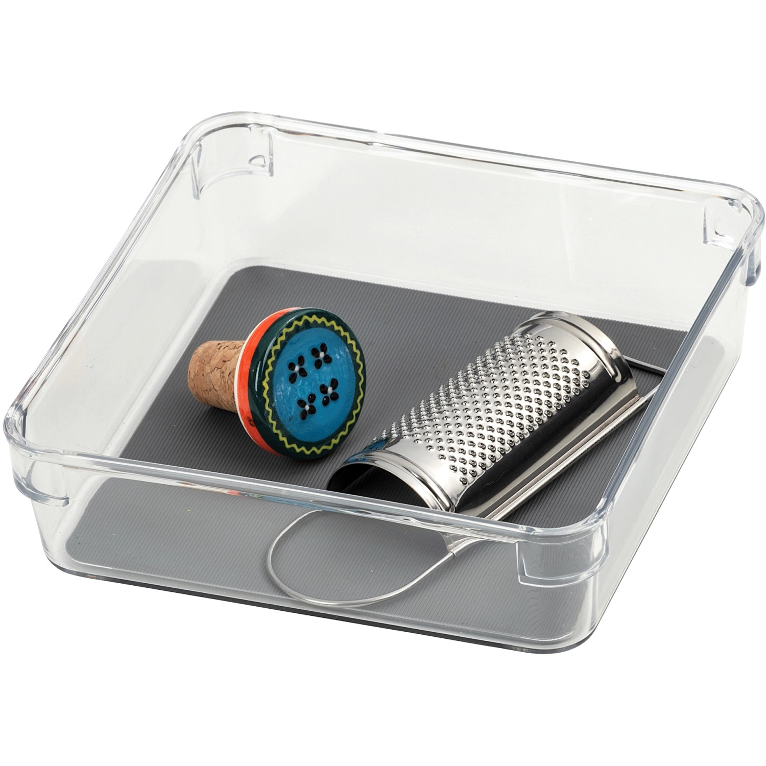 Wenko Schubladeneinsatz Cube M, transparenter Küchenhelfer zur Aufbewahrung, mit Inhalt.