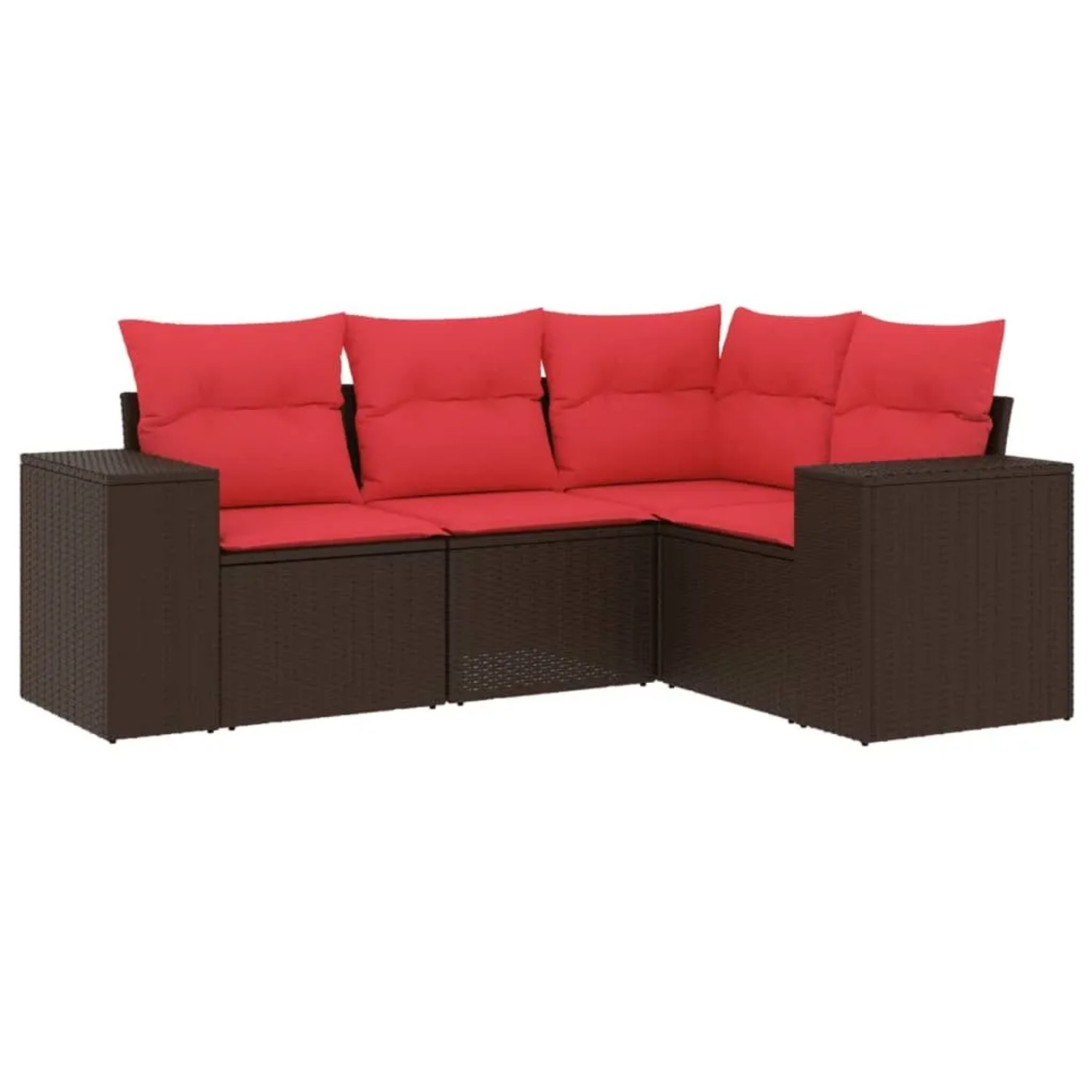 vidaXL 4-Tlg Gartensofa-Set mit Kissen Braun Polyrattan 3222513