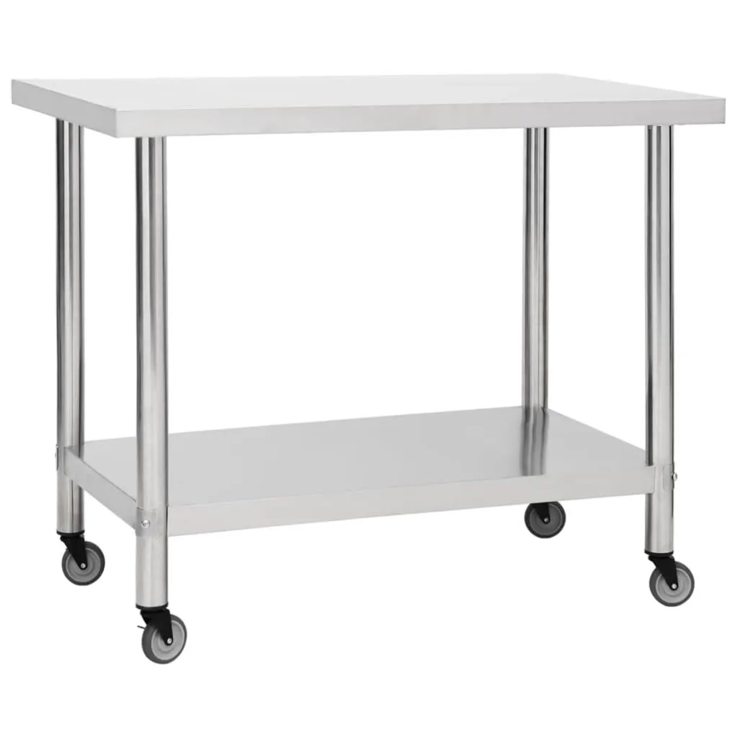 DELUKE Edelstahl Arbeitstisch Mit Rollen BEWO 100x30x85cm Gastro-Tischwagen Arbeitsfläche Gastro-Küchentisch Servierwagen Mobil