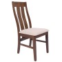 6er-Set: Polsterstuhl mit dunklem Holzgestell und creme Stoffbezug. Esszimmerstuhl M58.