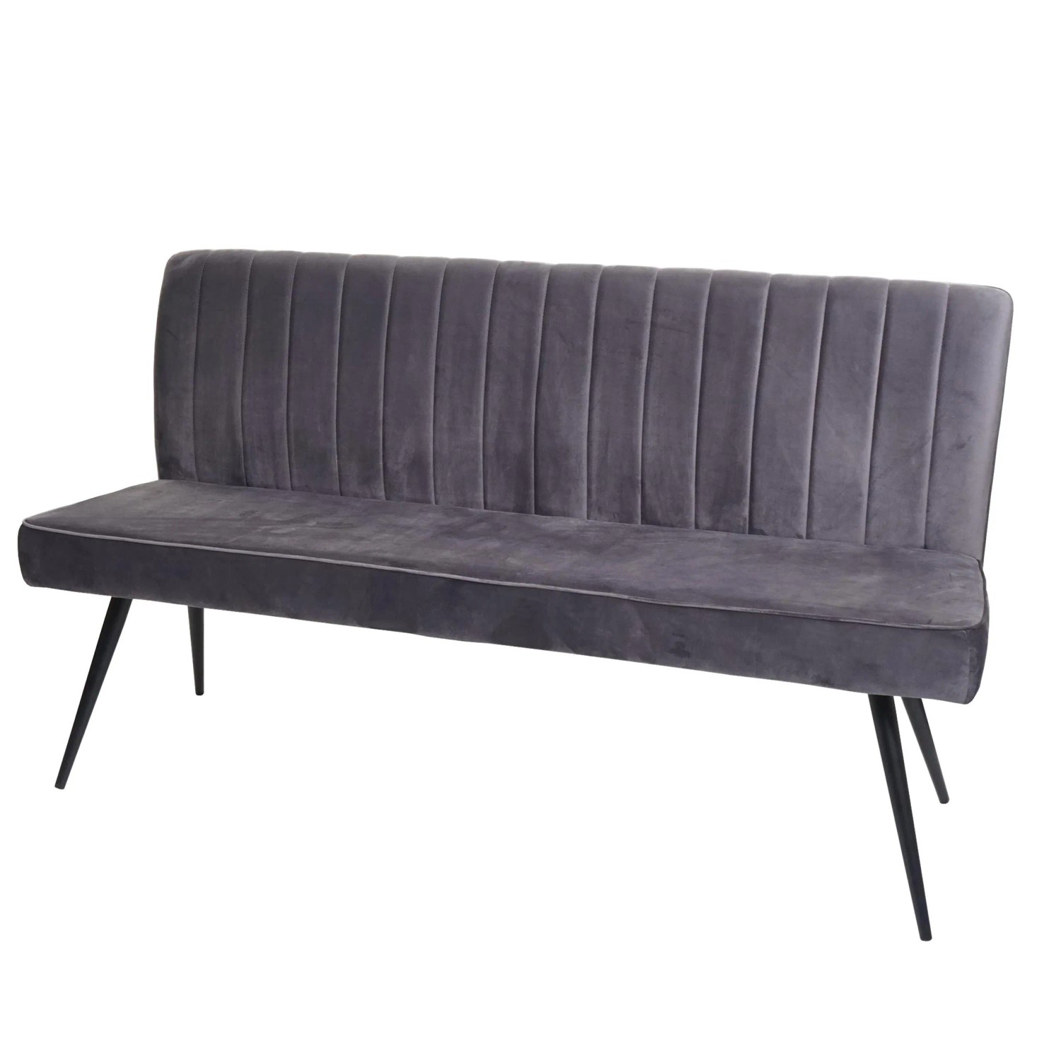MCW Sitzbank K16 Rückenlehne Samt Metall 160cm Dunkelgrau