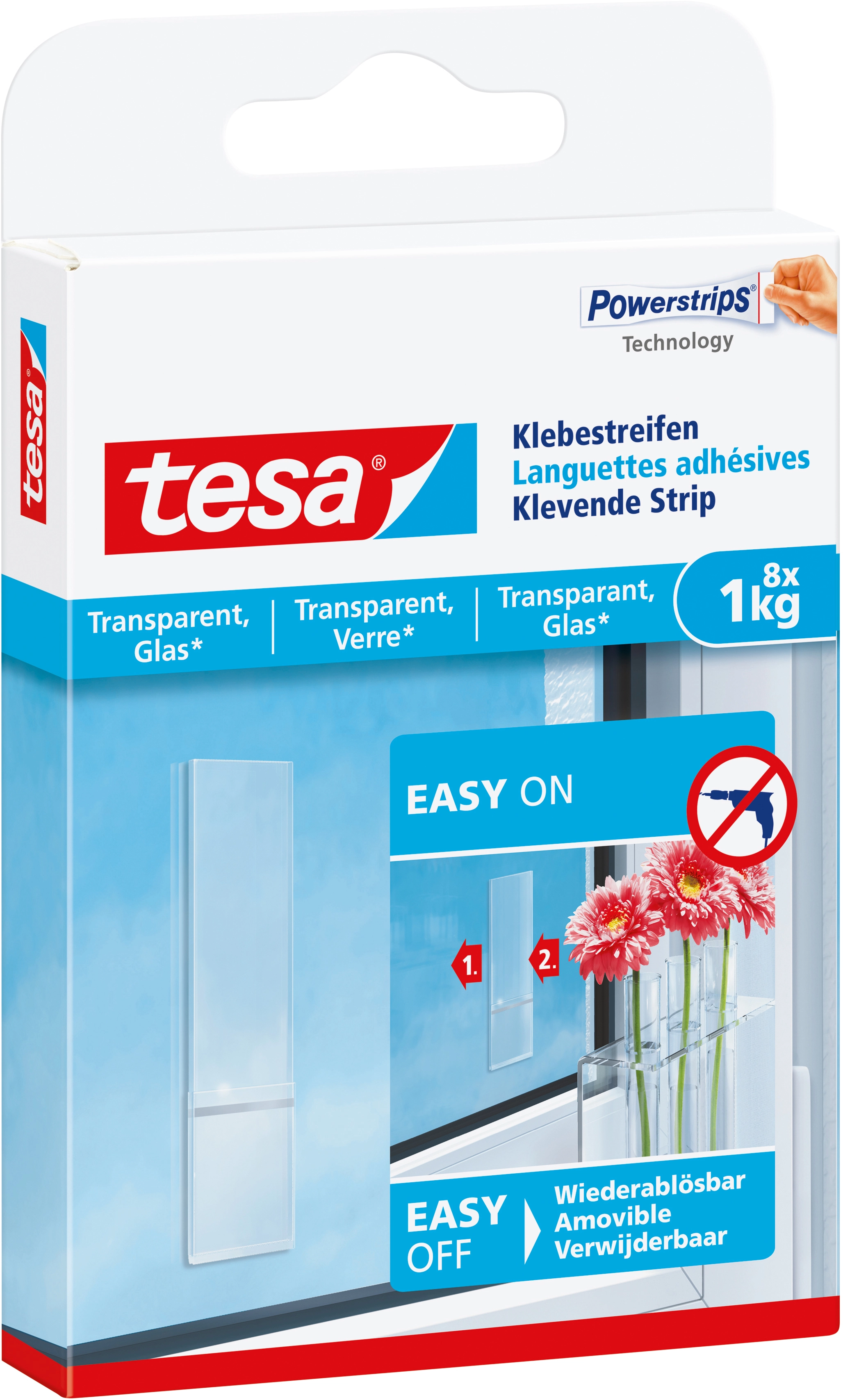 tesa® Klebehaken für transparente Oberflächen und Glas (1kg) - tesa