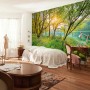 Komar Fototapete Spring Lake (368x254 cm) im Schlafzimmer mit See-Motiv.