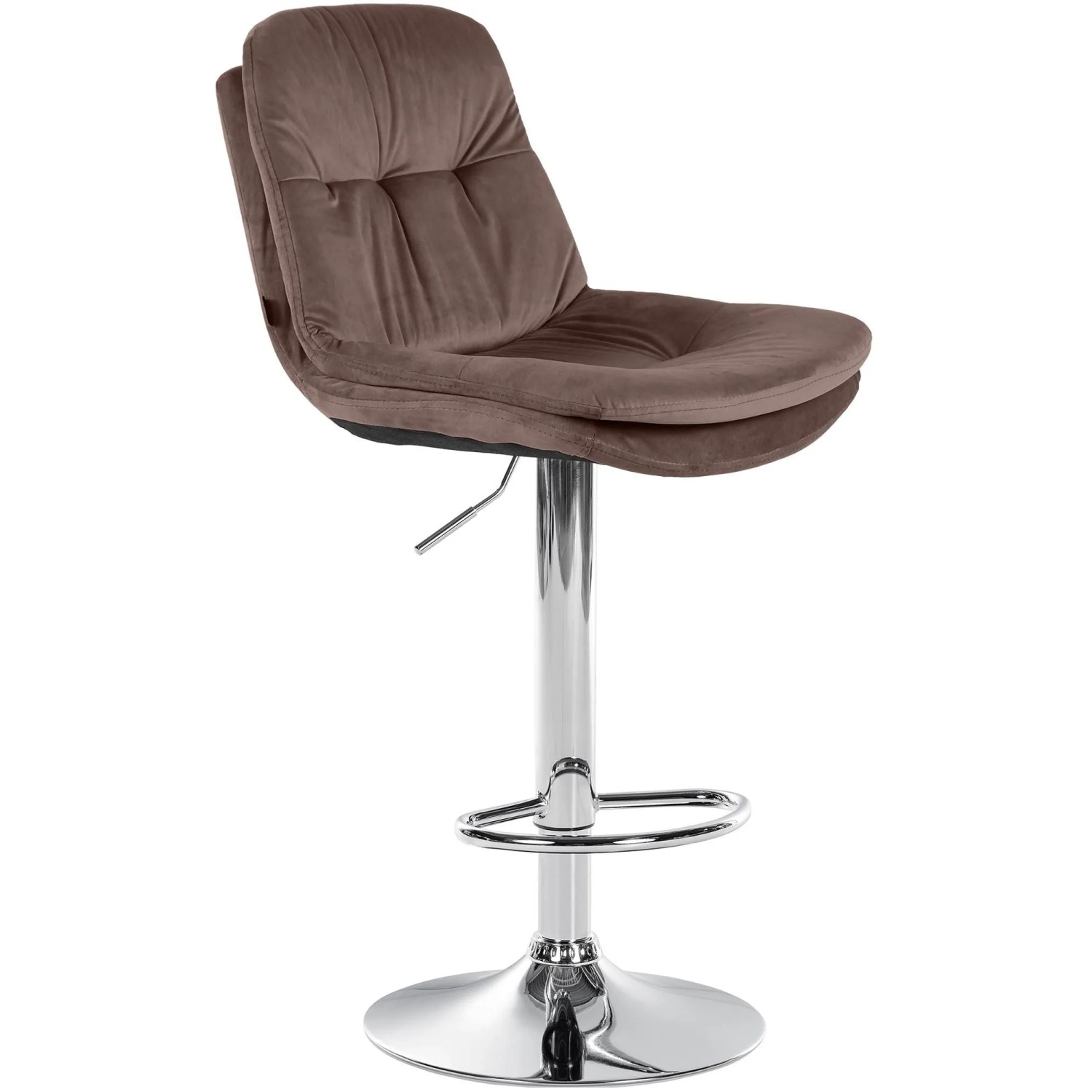 DELUKE Barhocker MITUN Samt Braun 46x54x94cm Silber Barstuhl Höhenverstellbar Mit Lehne Drehbar Tresenhocker Tresenstuhl