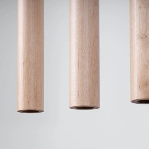 Sollux Pastelo 5L Pendelleuchte aus Holz, Detailansicht der Lampenschirme.