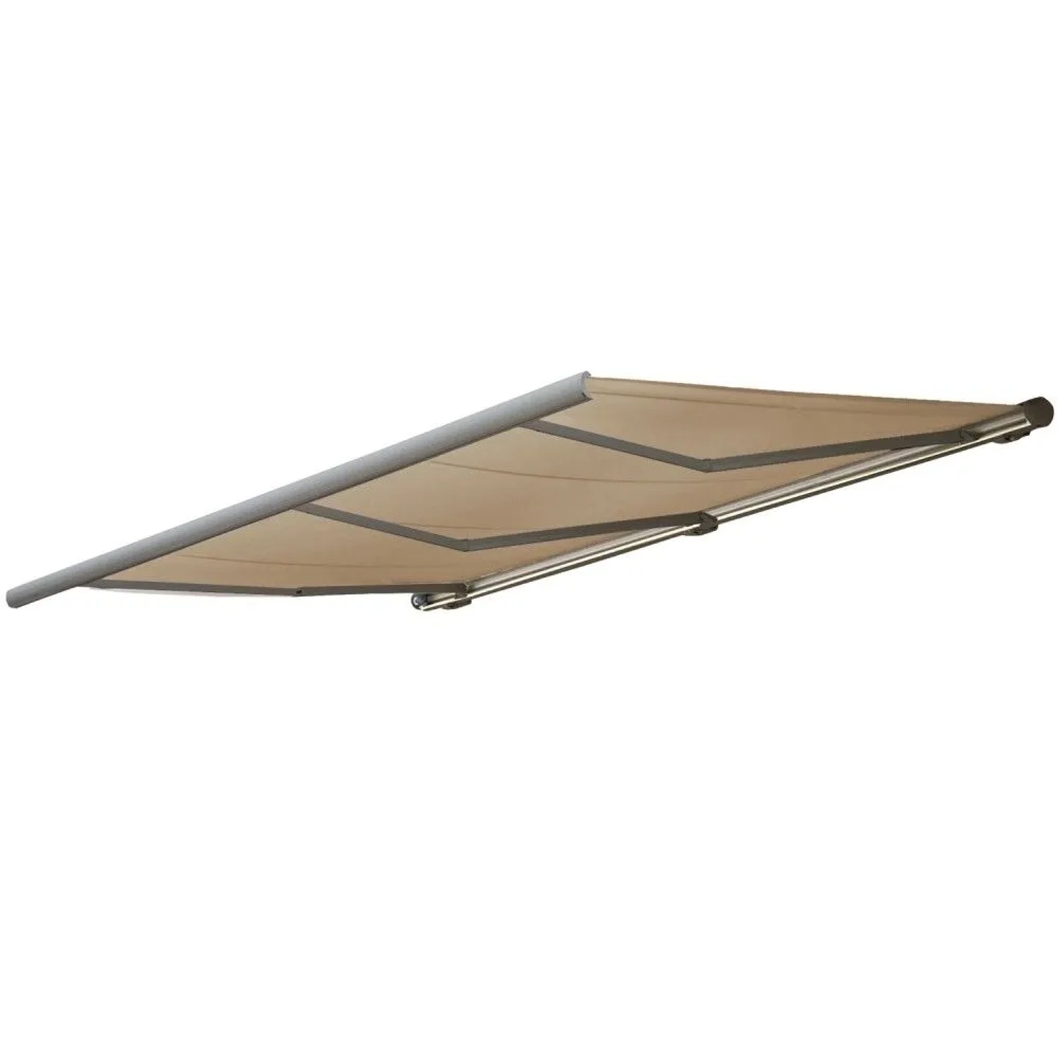 MCW Elektrische Kassettenmarkise H27 6x3m Polyester Creme Rahmen Grau