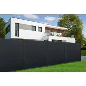 Floraworld Steckzaun-Set aus Aluminium, 180x180 cm, zum Aufdübeln. Moderner Gartenzaun in Anthrazit.