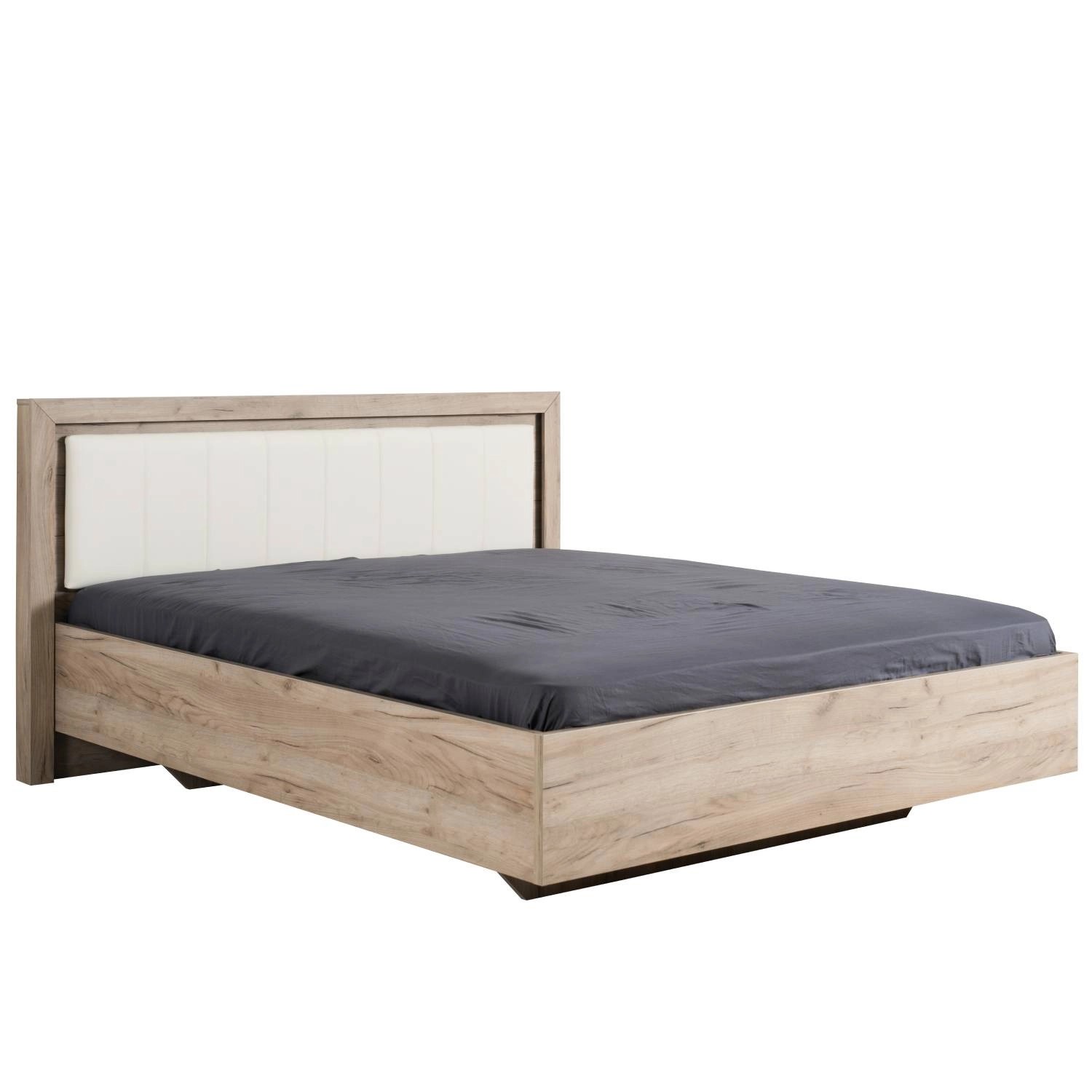 Homestyle4u Holzbett 160x200 cm Doppelbett mit Lattenrost Kunstleder Weiß 2 günstig online kaufen