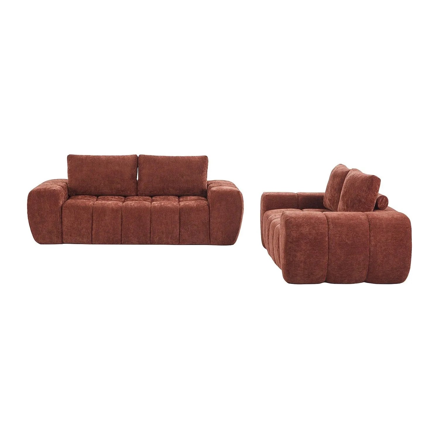 Vente-unique Sofa Ohne Schlafmöglichkeit Benafo Terracotta 190 cm  218 cm