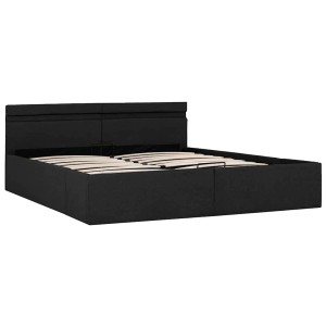Dunkelgraues vidaXL Bett 180x200 cm mit Bettkasten, Stoffbezug und LED-Beleuchtung.